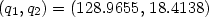(q_1,q_2)=(128.9655,\,18.4138)