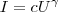 \displaystyle I=cU^{\gamma}
